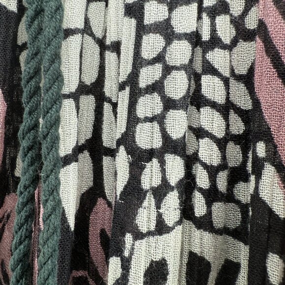 Vintage 90s Polka Dot Printed Broomstick Skirt Floral Op Art Elastic Waist L/XL - Picture 9 of 12